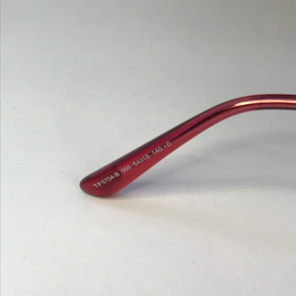 New Authentic Tom Ford FT5704-B 066 Transparent Raspberry/ Blue Block Eyeglasses
